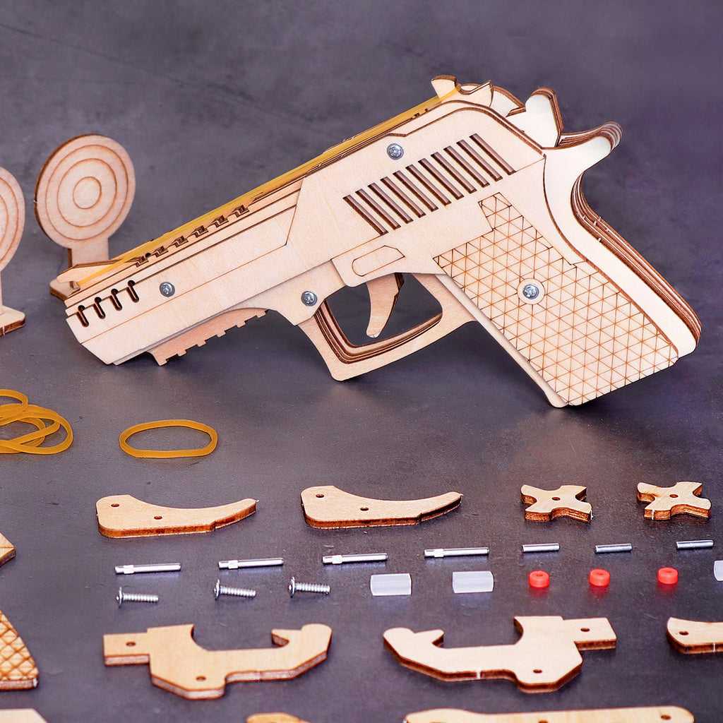 DIY Kit Rubber Band Launcher, Fun Wooden Craft and STEM Toy
