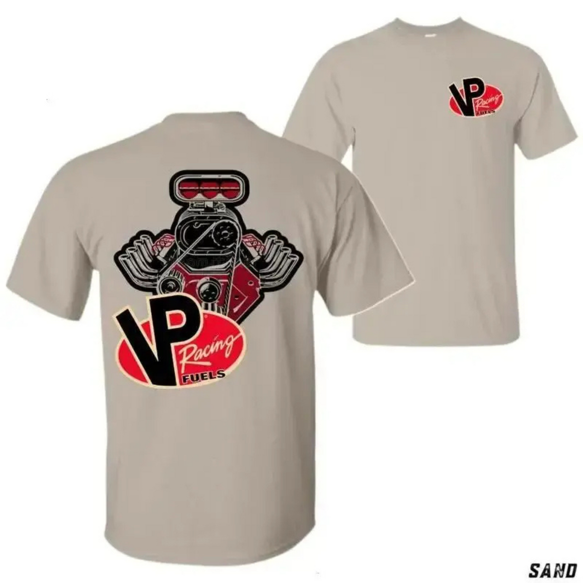 VP Racing Fuels V8 Engine Graphic Tee - Tropical Car Lover's T-Shirt