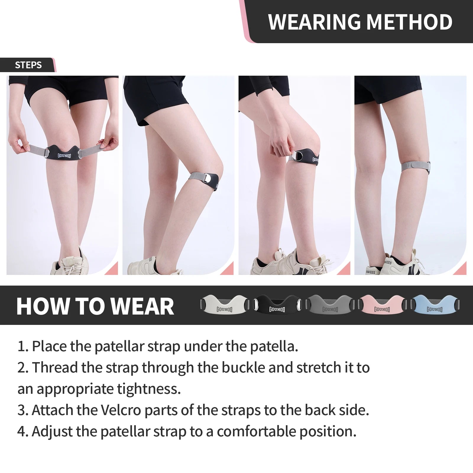 Silicone Patellar Tendon Support Strap for Knee Pain Relief Non-slip Adjustable Knee Straps Running Hiking
