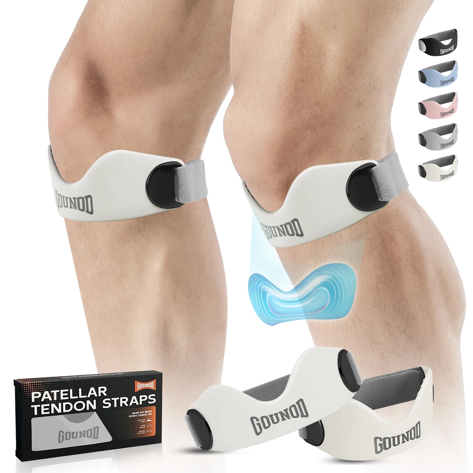 Silicone Patellar Tendon Support Strap for Knee Pain Relief Non-slip Adjustable Knee Straps Running Hiking