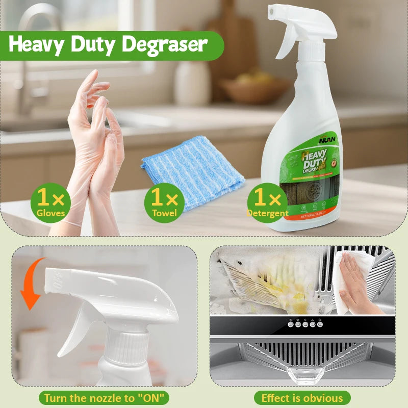 Kitchen Hood Grease Remover Cleaner Heavy Duty Degreaser Spray for Stove Oven Range Hood Cooktop Removes Oil Stains Fast