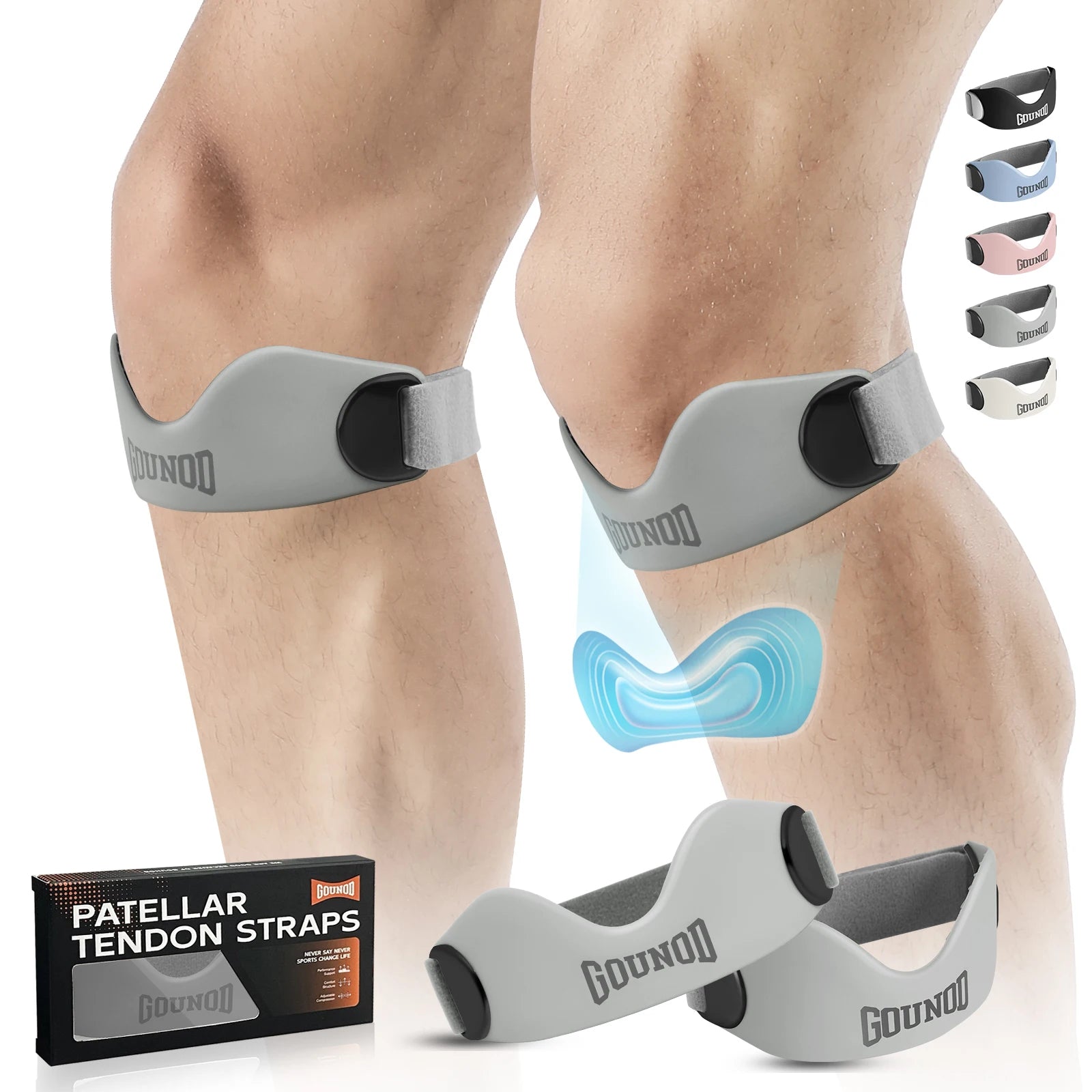 Silicone Patellar Tendon Support Strap for Knee Pain Relief Non-slip Adjustable Knee Straps Running Hiking