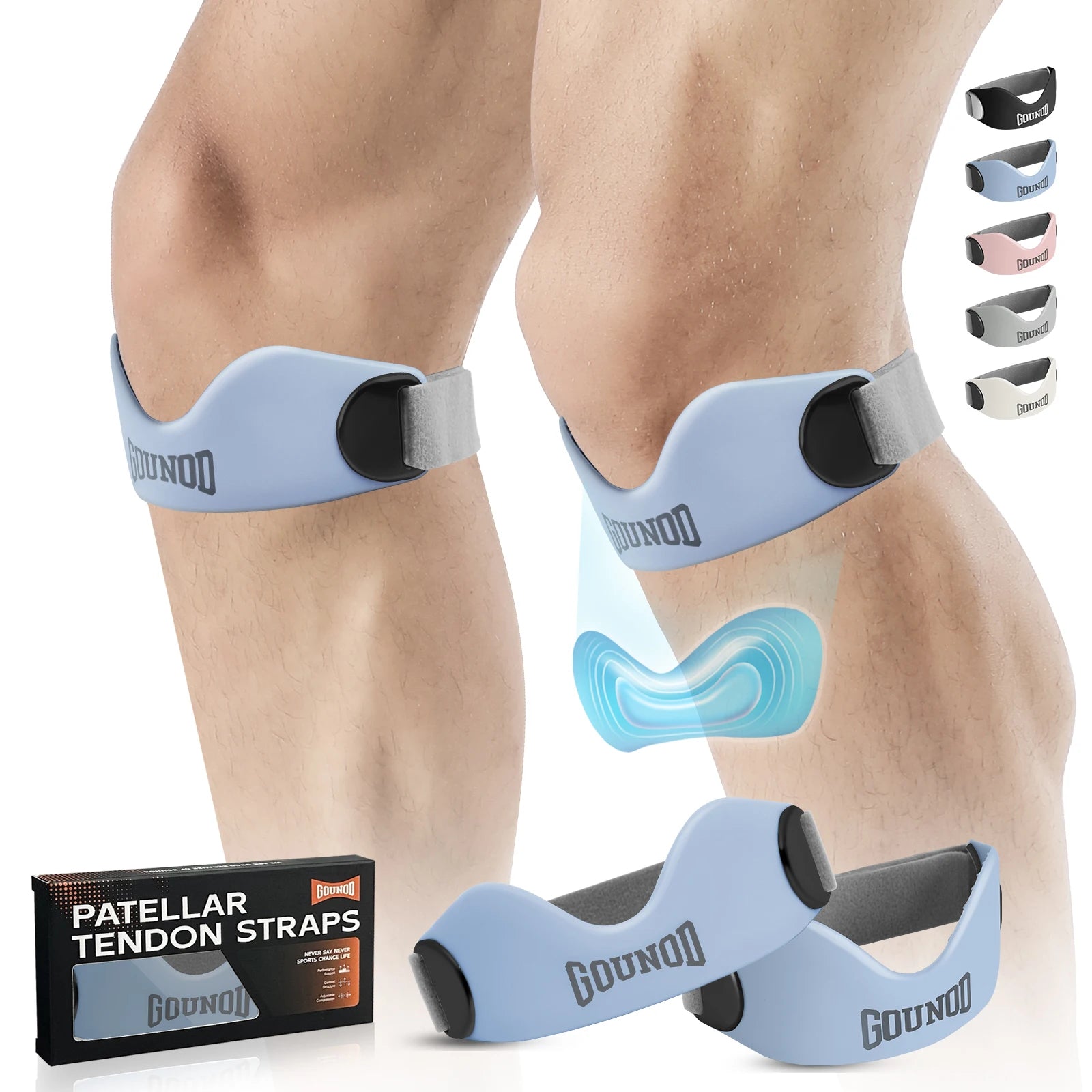 Silicone Patellar Tendon Support Strap for Knee Pain Relief Non-slip Adjustable Knee Straps Running Hiking