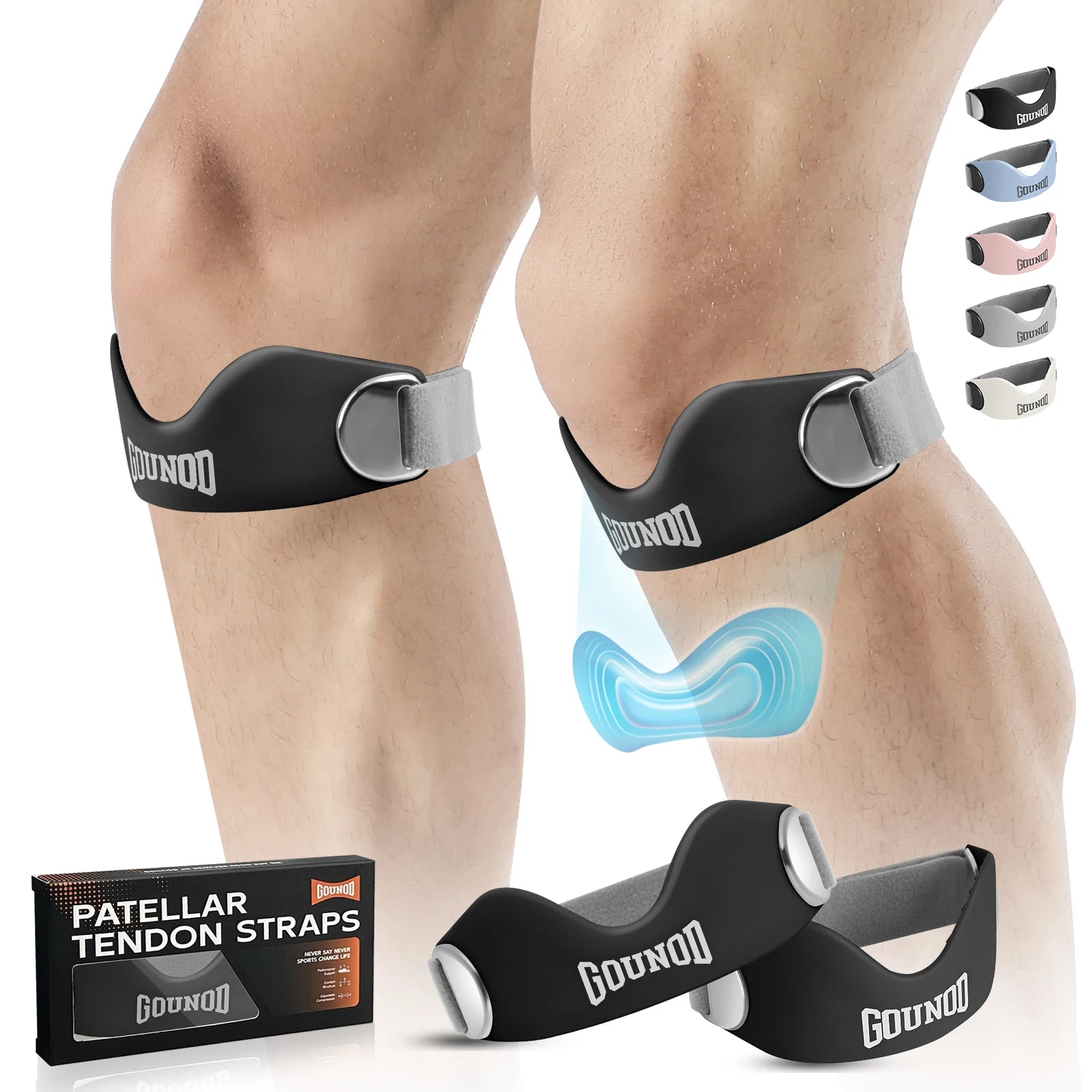 Silicone Patellar Tendon Support Strap for Knee Pain Relief Non-slip Adjustable Knee Straps Running Hiking