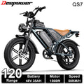 DEEPOWER QS7 Adult Electric Bike 1500W 48V 60Ah Dual Battery Off-Road Electric Bicycle 20 Inch Dual Suspension All-Terrain Ebike