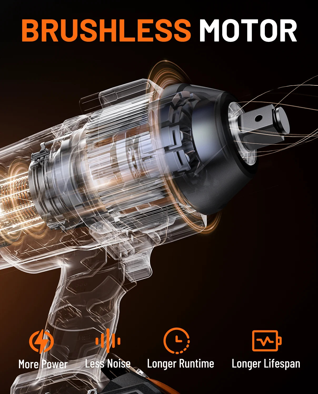 20V Brushless Impact Wrench, 3/4" Cordless Impact Gun 2200Nm, 5 Modes, 4.0Ah Battery for Lug Nuts & Trucks