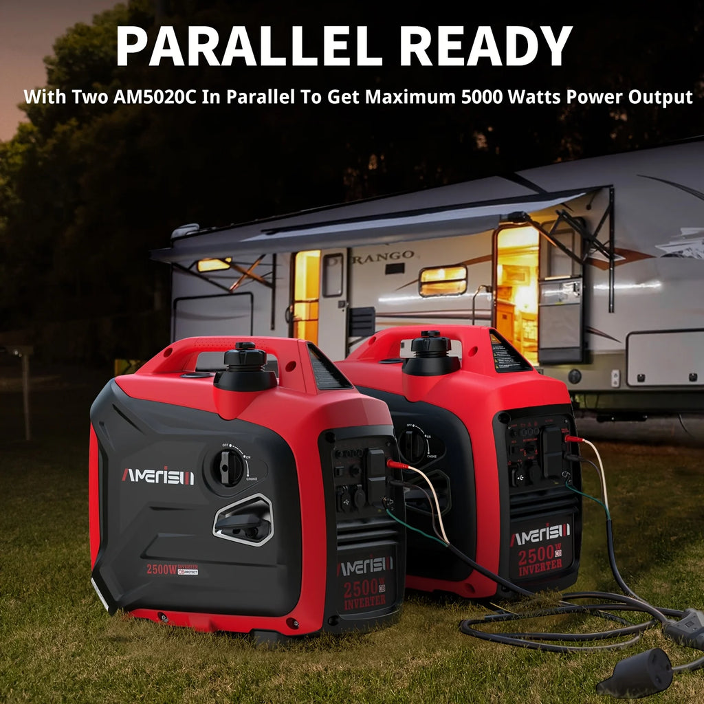 Super Quiet 2500 Watt Gas Powered Portable Inverter Generator with CO Sensor - Ideal for Home Use, Camping, and Outdoor