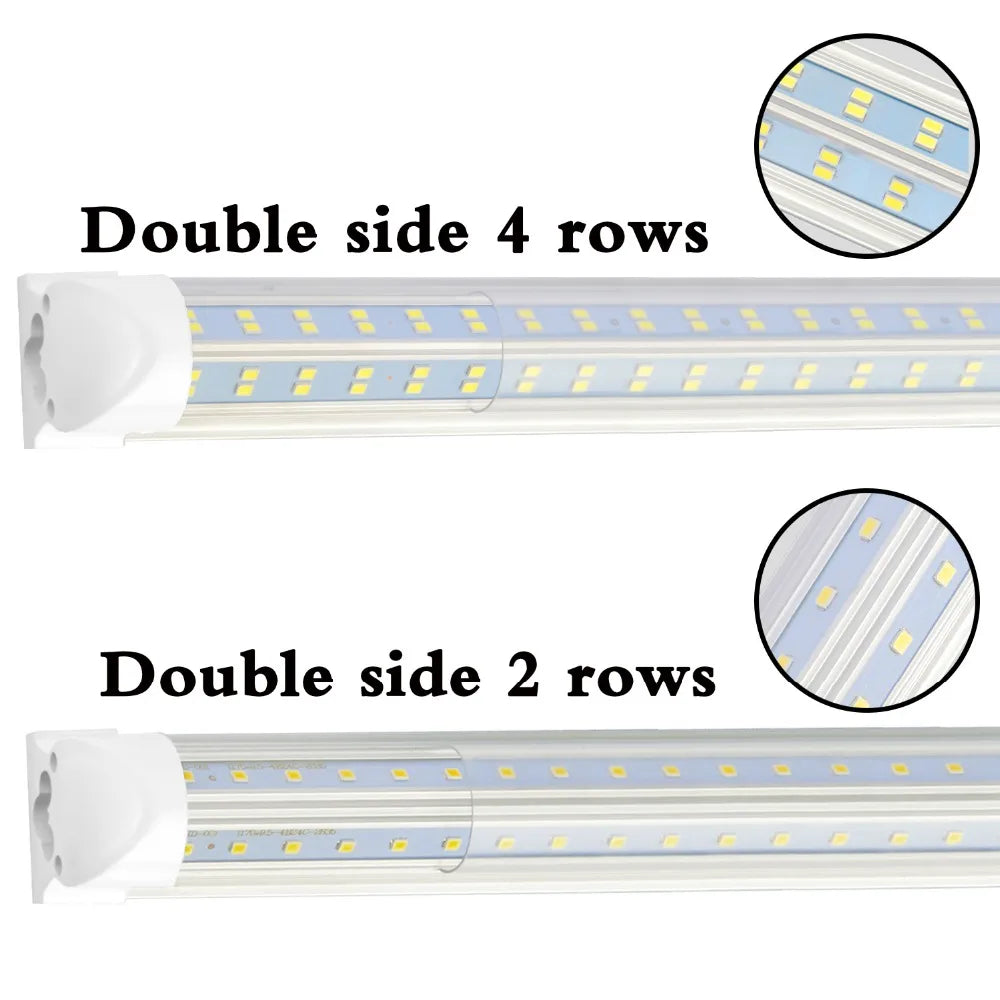 20PCS 8ft LED Tube Light ,120W 12500lm,Clear Lens Cover, Double Side 4 rows V Shape Integrated Bulb Lamp,LED Cooler Door light
