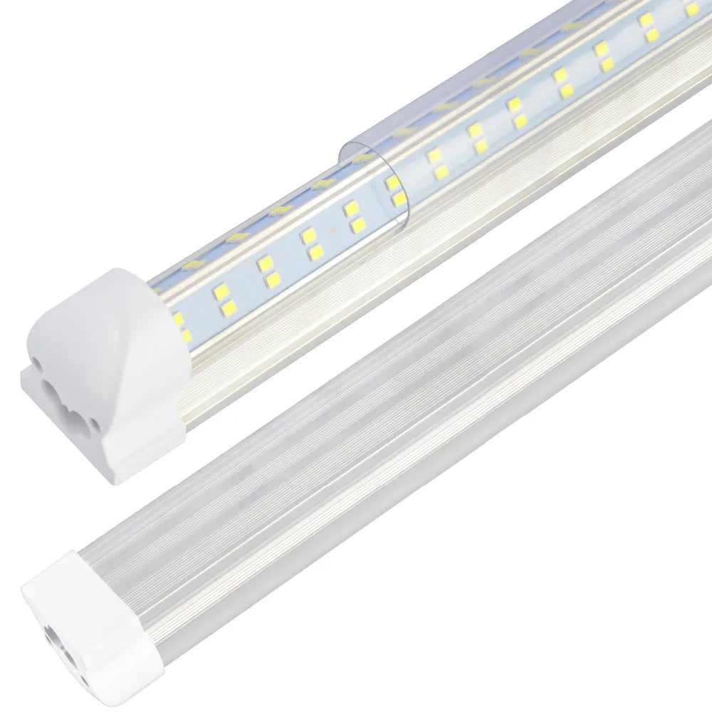 20PCS 8ft LED Tube Light ,120W 12500lm,Clear Lens Cover, Double Side 4 rows V Shape Integrated Bulb Lamp,LED Cooler Door light