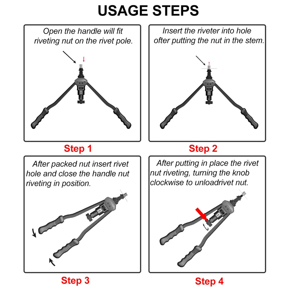 BT-605 Riveter Gun tool Hand Insert Rivet Nut Tool Manual Mandrels M3 M4 M5 M6 M8 M10 M12 HT2597