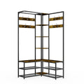 Heavy Duty Corner Coat Stand with Shoe Bench Hall Tree Free Standing Clothes Hat Hanger