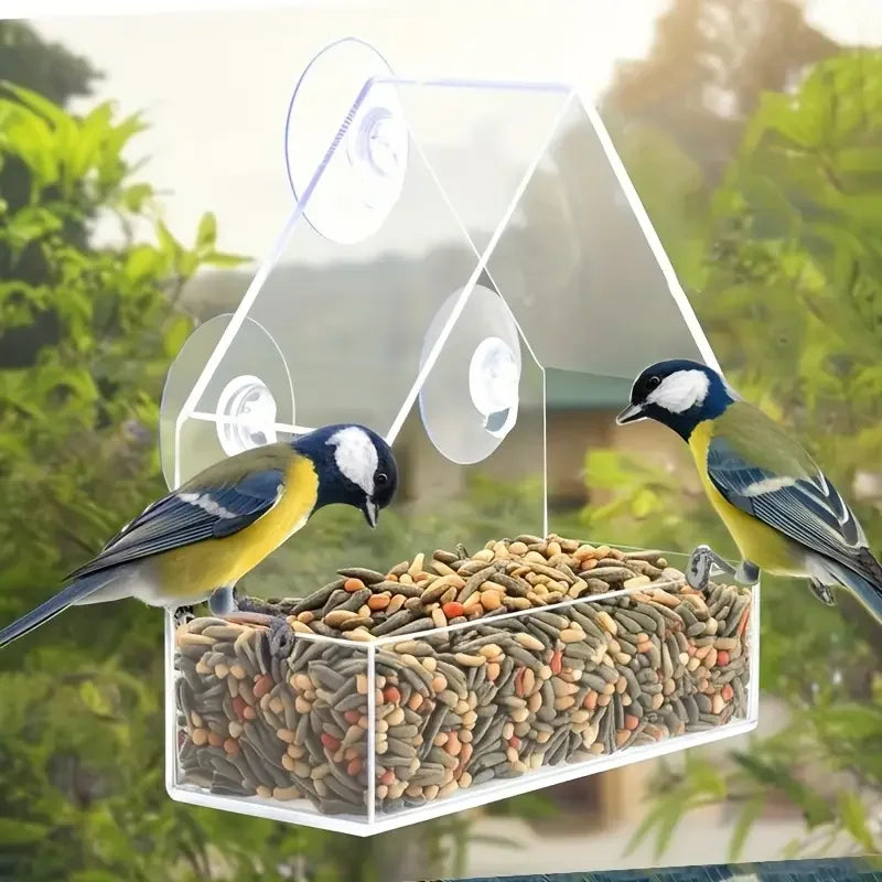 Transparent Bird Feeder Birds House for Outdoor Window Bird Feeder with Strong Suction Cups for Wild Birds,