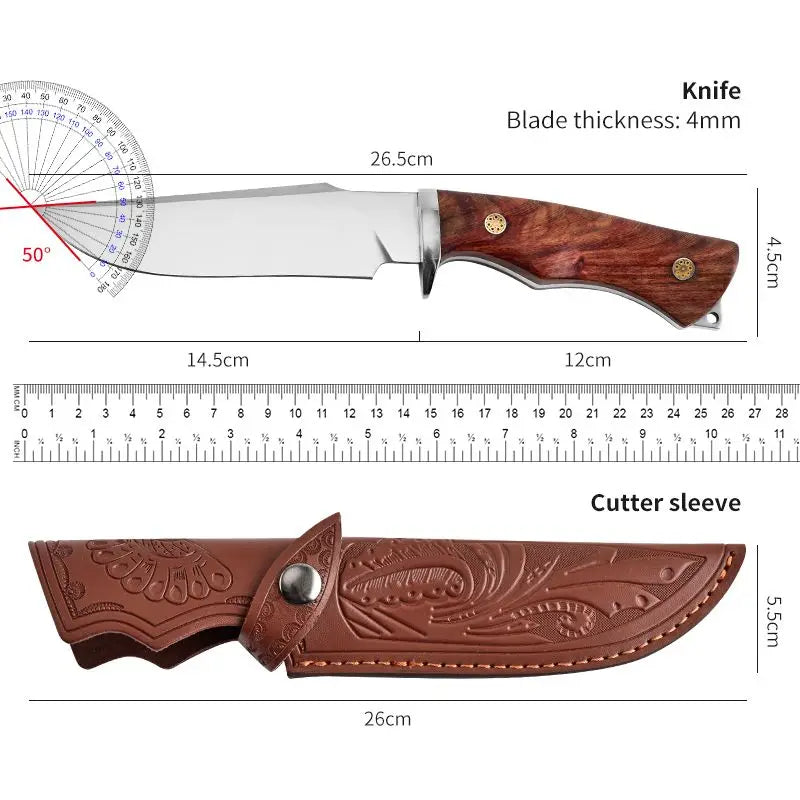 High-hardness portable outdoor straight knife: multi-purpose for camping and  hunting.