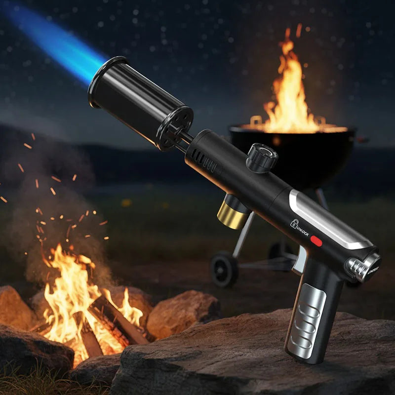 Propane Torch High Heat Torch Gun with Adjustable Flame Safety Lock for BBQ Grilling Charcoal Outdoor camping firewood tools