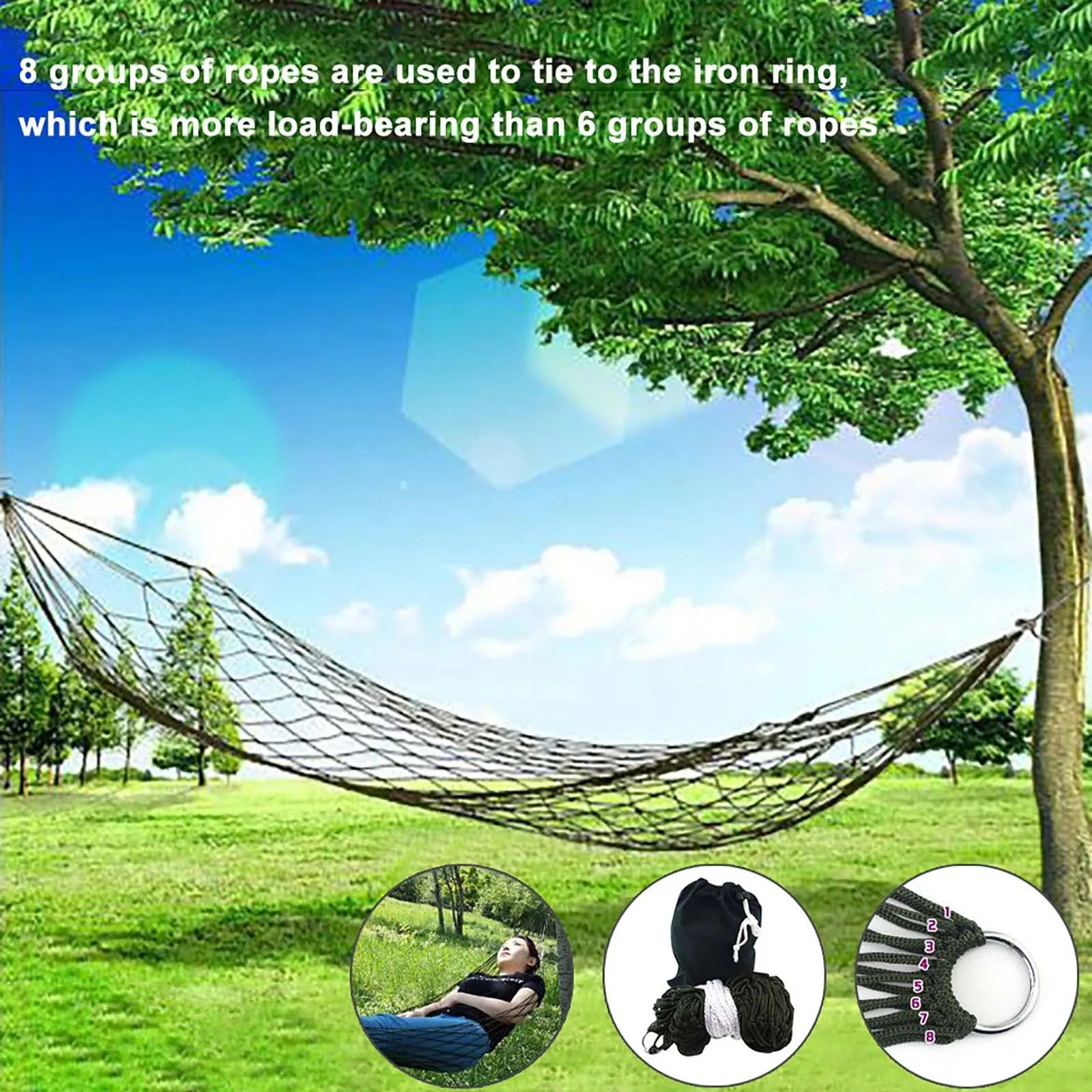 Family Hammock with Portabl Carry Bag and for Outside Outdoor Patio Backyard Poolside