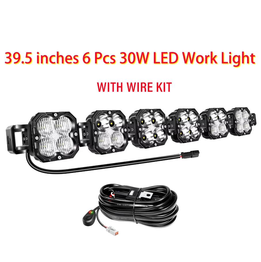 33‘’ 39.5‘’ 46‘’ 52’‘ 30W Cube LED Work Light Spot Flood Combo Beam 5500K Off-Road Driving Lamp for Car ATV UTV Truck Motorcycle