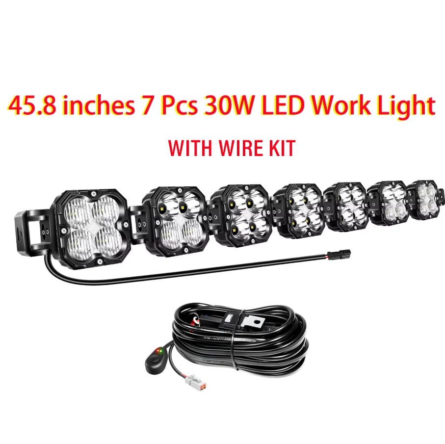 33‘’ 39.5‘’ 46‘’ 52’‘ 30W Cube LED Work Light Spot Flood Combo Beam 5500K Off-Road Driving Lamp for Car ATV UTV Truck Motorcycle