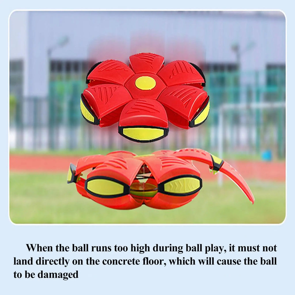 Magic UFO Flying Flat Disc Ball Toy with LED Light Outdoor Sport Deformable Ball for Kids Boys Girls