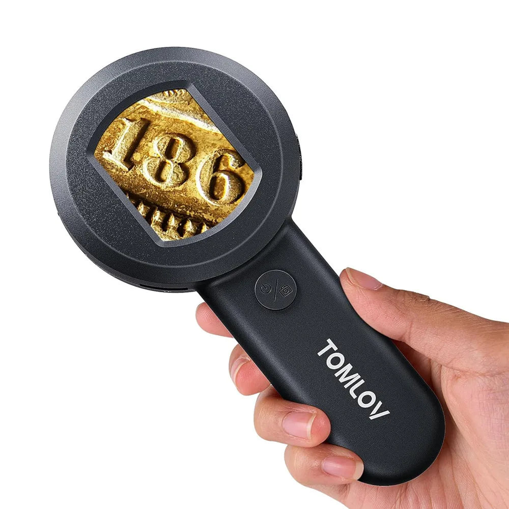 Microscope for Adults Kids Handheld Coin Magnifier with Light for Error Coins Collector Portable 100X Jewelers Loupe