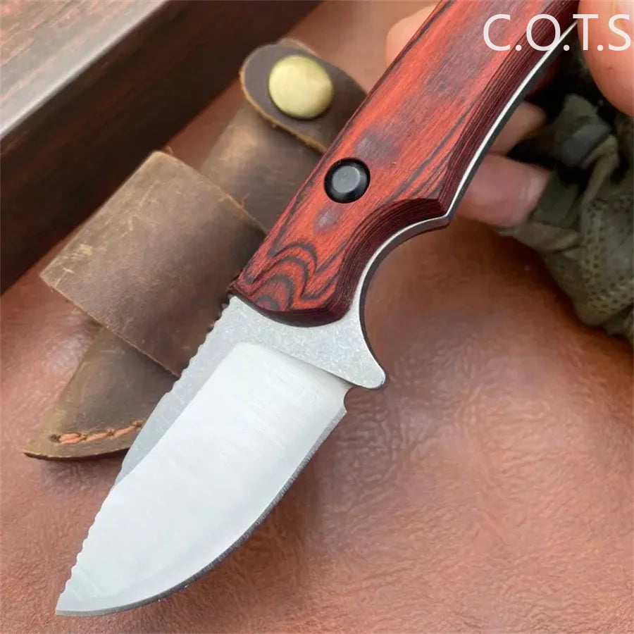 Fixed Blade Knife BM 15017 Drop Point Blade Wood Handles Hunting Camping Survival Boltaron Sheath