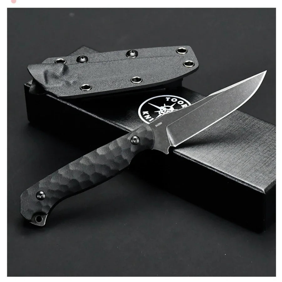 Straight Knife 9Cr13Mov Blade G10 Textured Handle Outdoor Tactical Knife - Self-defense Safety Tool