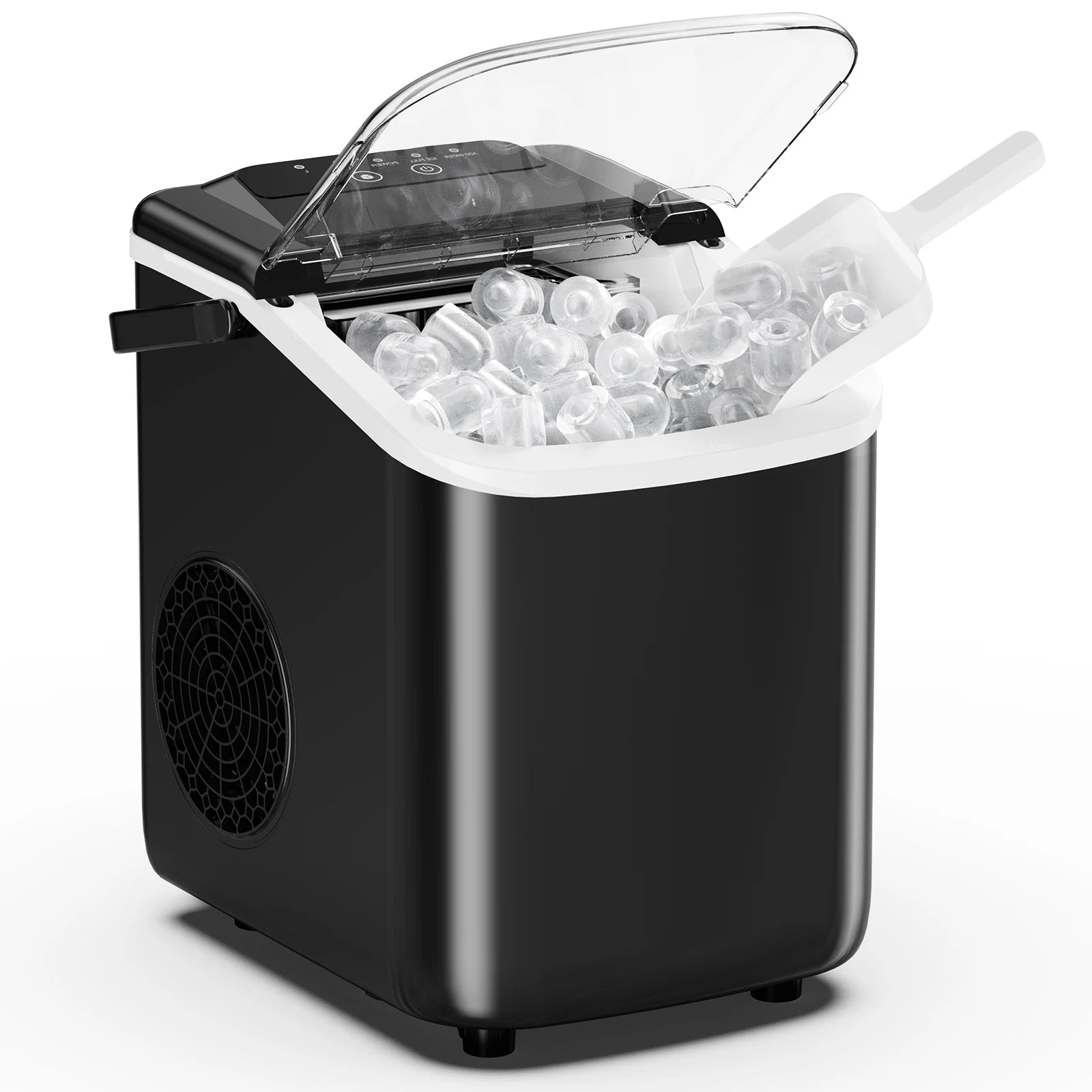 Small Portable Ice Machine Countertop Ice Maker with Scoop Basket and Handle 9 Ice Cubes Ready in 6 Mins 26.5lbs in 24Hrs for Home Kitchen Party