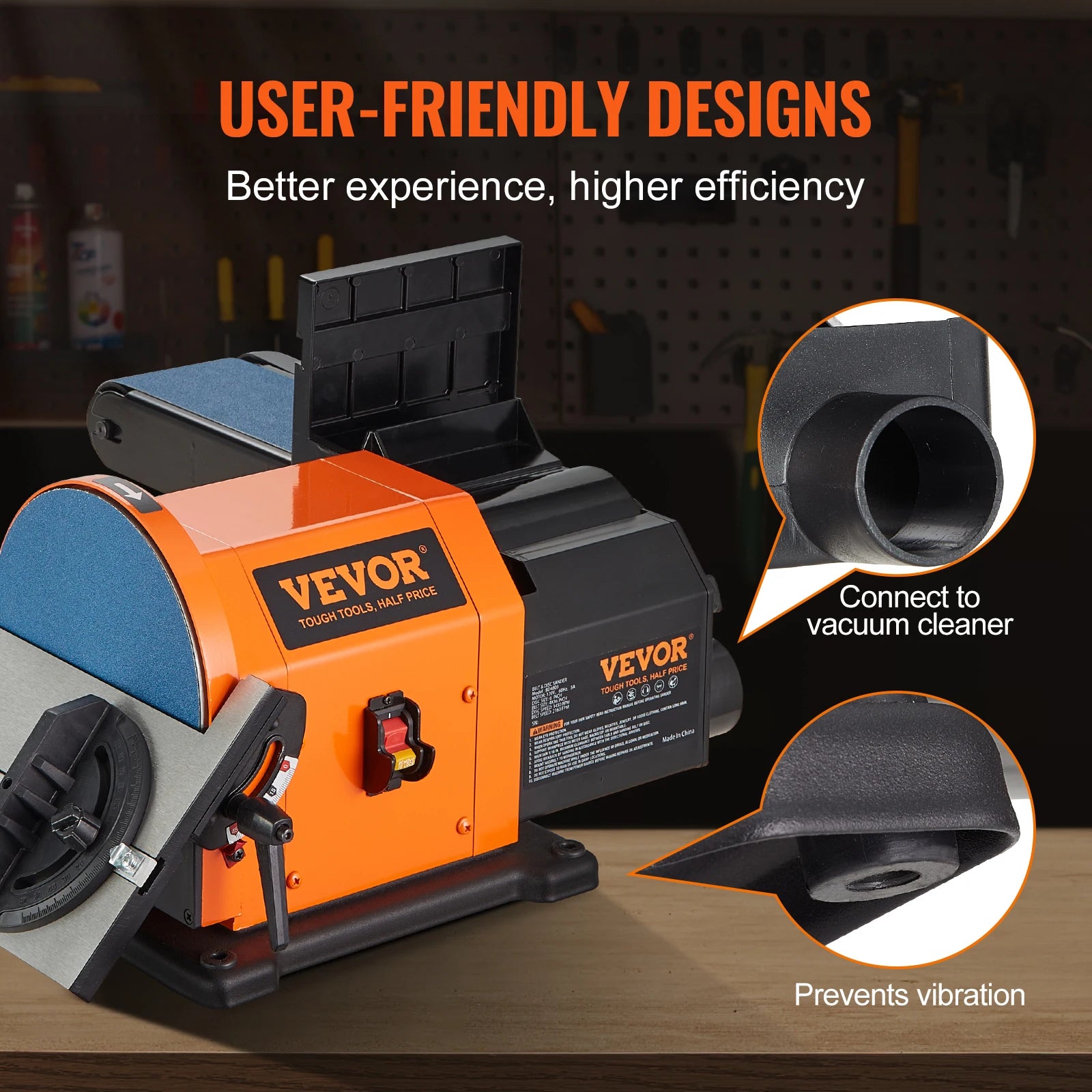 Belt Disc Sander Combo with 5A/4.3A/2.5A Induction Motor Sanding Machine Woodworking Deburring Grinder Combo Bench