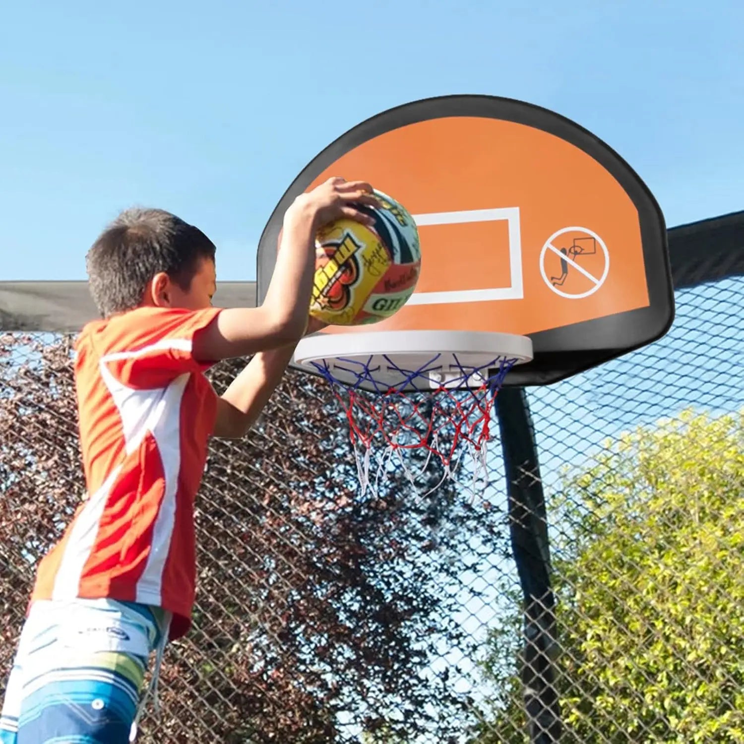 15 FT Trampoline for Kids, Trampoline with Basketball Hoop, Recreational Outdoor Trampolines with Storage Bag and, Customized