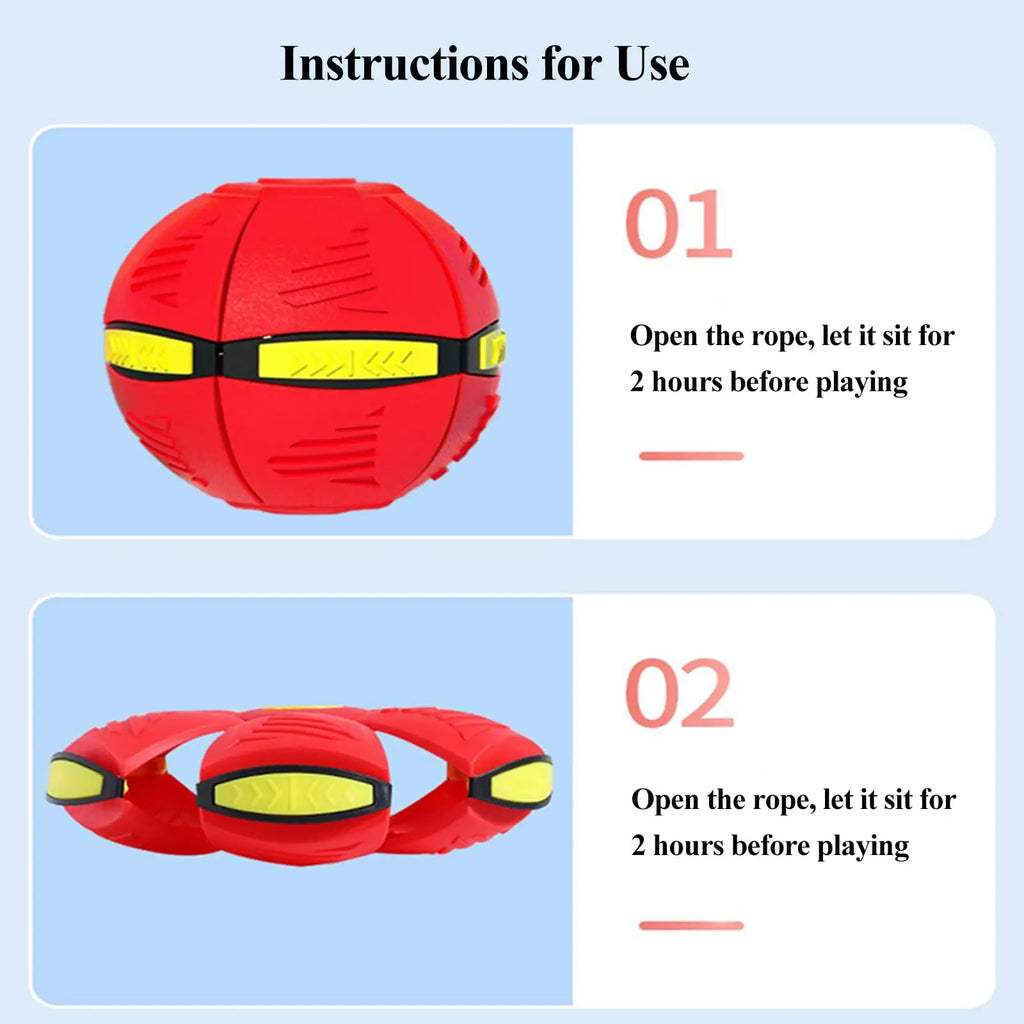 Magic UFO Flying Flat Disc Ball Toy with LED Light Outdoor Sport Deformable Ball for Kids Boys Girls