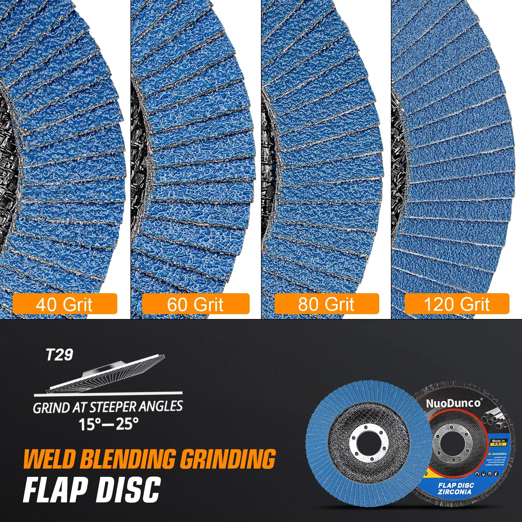 5pcs 5inch Flap Discs 125mm Grinding Discs Angle Grinder Sanding Discs for Metal