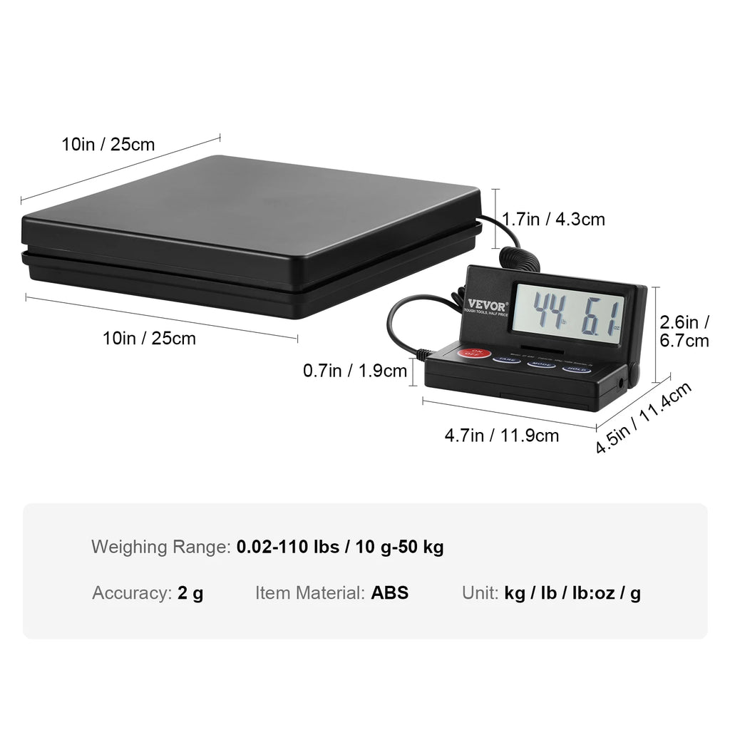 110 lbs Digital Postal Shipping Scale with Timer 90° Foldable LCD Screen AC/DC Powered Package Scale for Laggage Home