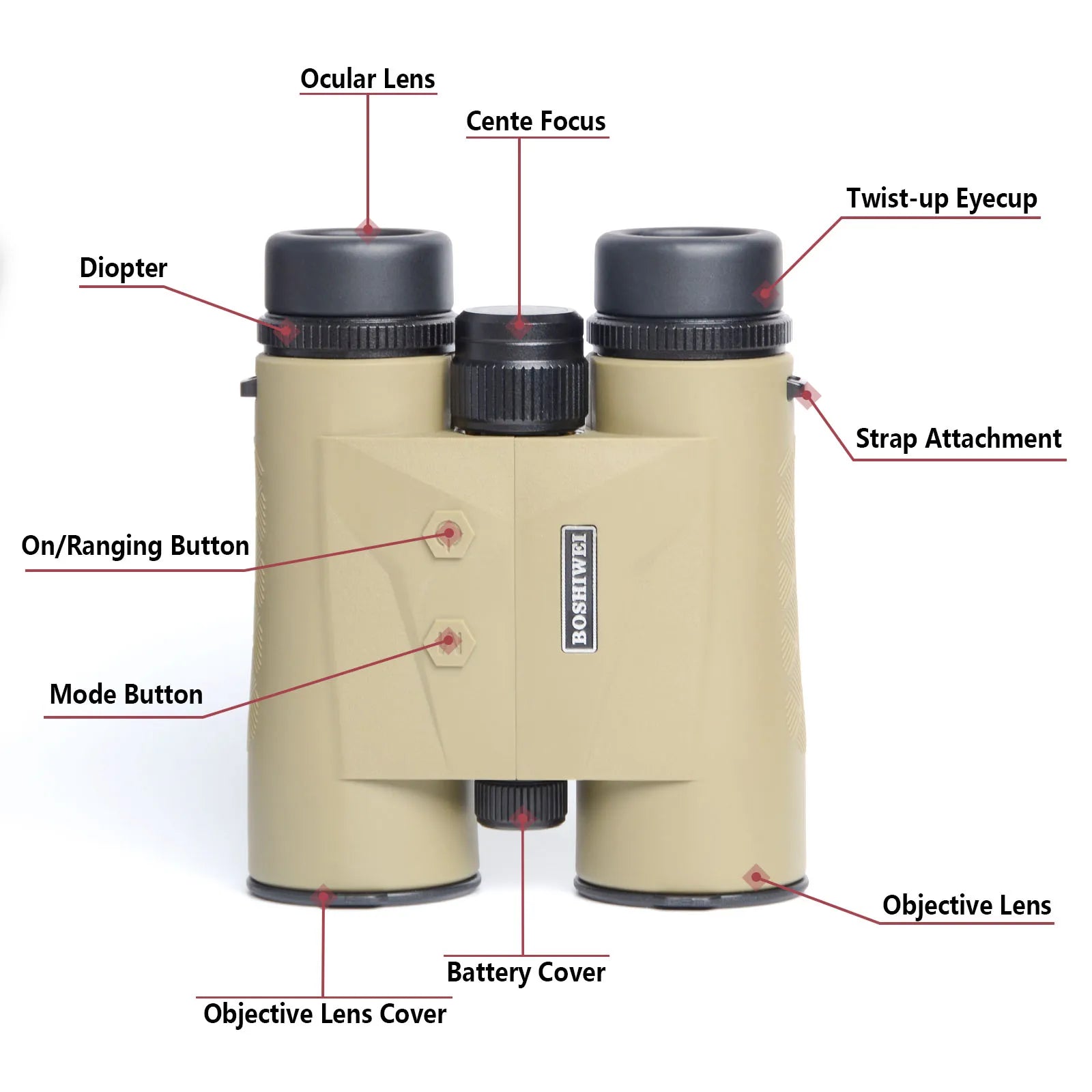 BOSHIWEI 10x42 Laser Rangefinder Binoculars Multicoated Lens HD Telescope for Outdoor Camping and Long Distance Measuring