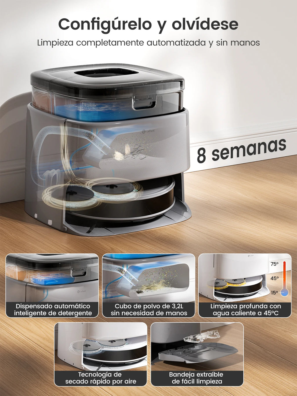M3 Max Robot Vacuum, Robot Vacuum and Mop, 20000Pa Suction, Anti-Tangle Brushes, Dual Spinning Mop, Auto Mop Washing
