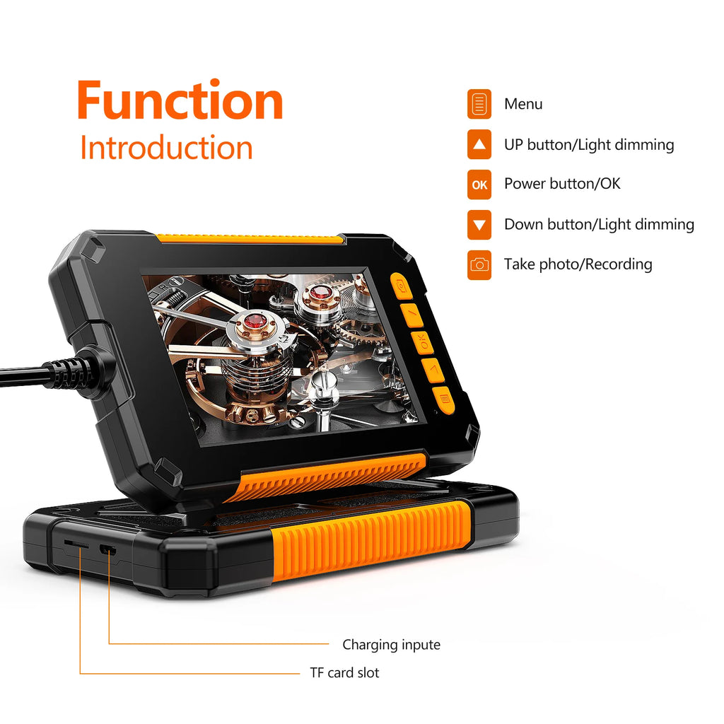Single Dual-Lens Borescope with 4.3" 1080P HD Industrial Borescope IP67 Waterproof Inspection Camera For Car Photo and Video