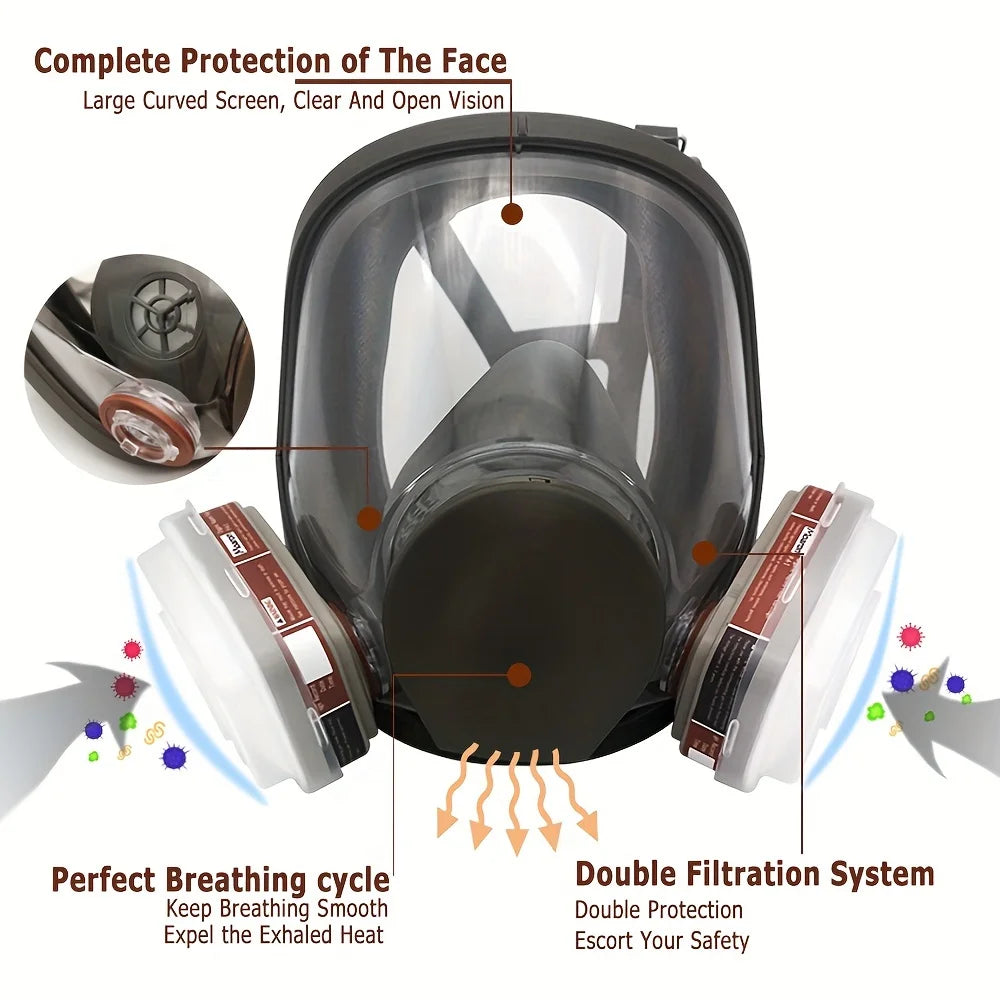 6800 Gas Mask Full Face Large Size Respirator Reusable Full Face Respirator Gas Paint Sprayer Chemical Wood Working Dust
