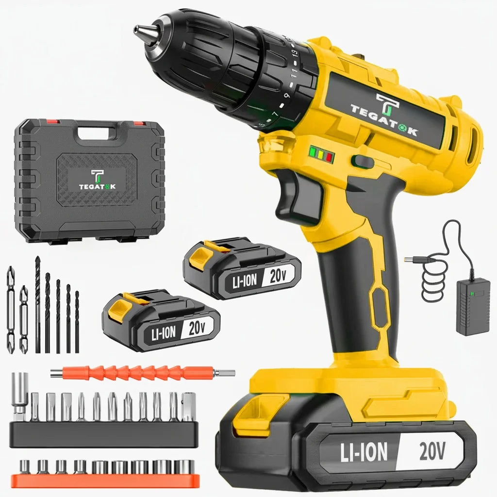 45N.M Electric Screwdriver 20+3 Household DIY Impact Drill LED Two Speed Electric Drilling Tool  20V Battery