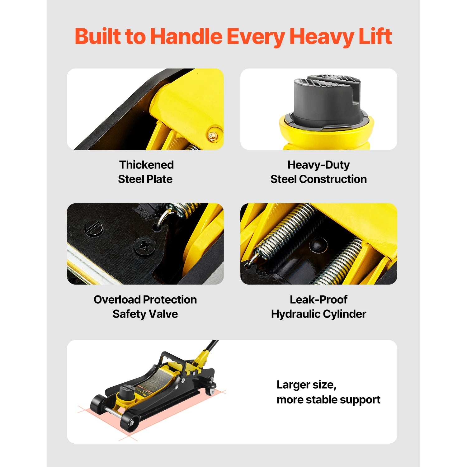 2.5 Ton Floor Hydraulic Jack Pneumatic Low Profile Floor Jack Heavy-Duty Steel Floor Jacks with Single Piston Lift Pump