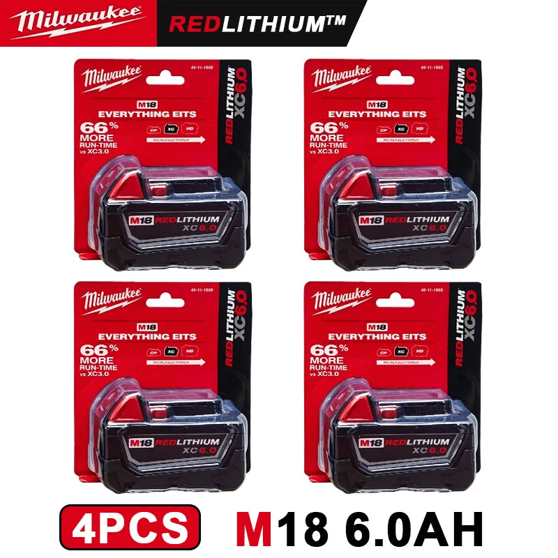 M18-6.0 100% original 2 PCS 18V Milwaukee brand 48-11-1860 6.0 AH Batteries M18 XC18 48-11-1860 New In Pack portable tools