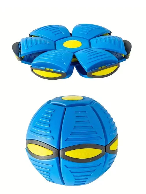 Magic UFO Flying Flat Disc Ball Toy with LED Light Outdoor Sport Deformable Ball for Kids Boys Girls
