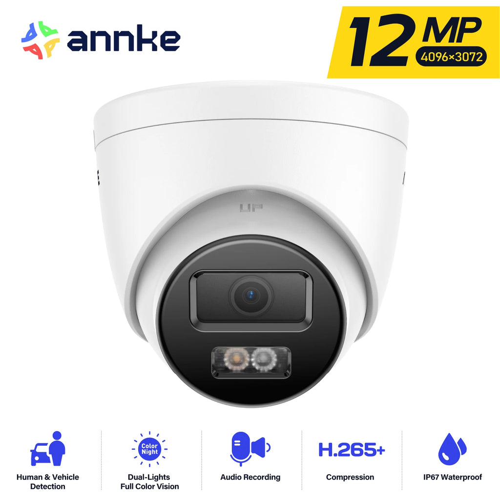Outdoor Smart Dual Light PoE Security Camera Color IR Night Vision Built-in Microphone IP67 Smart Home H.265+