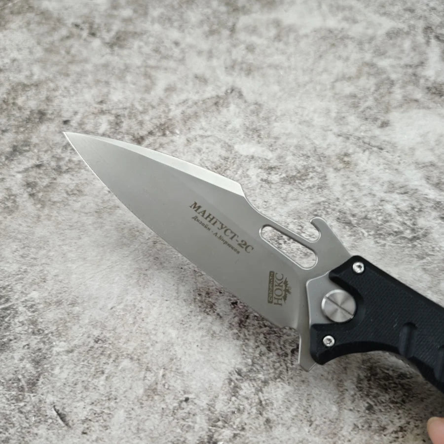 Heavy-duty Folding Knife HOKC D2 Blade G10 Handle Multi-functional Cutting Knife for Survival Emergencies and Daily Use