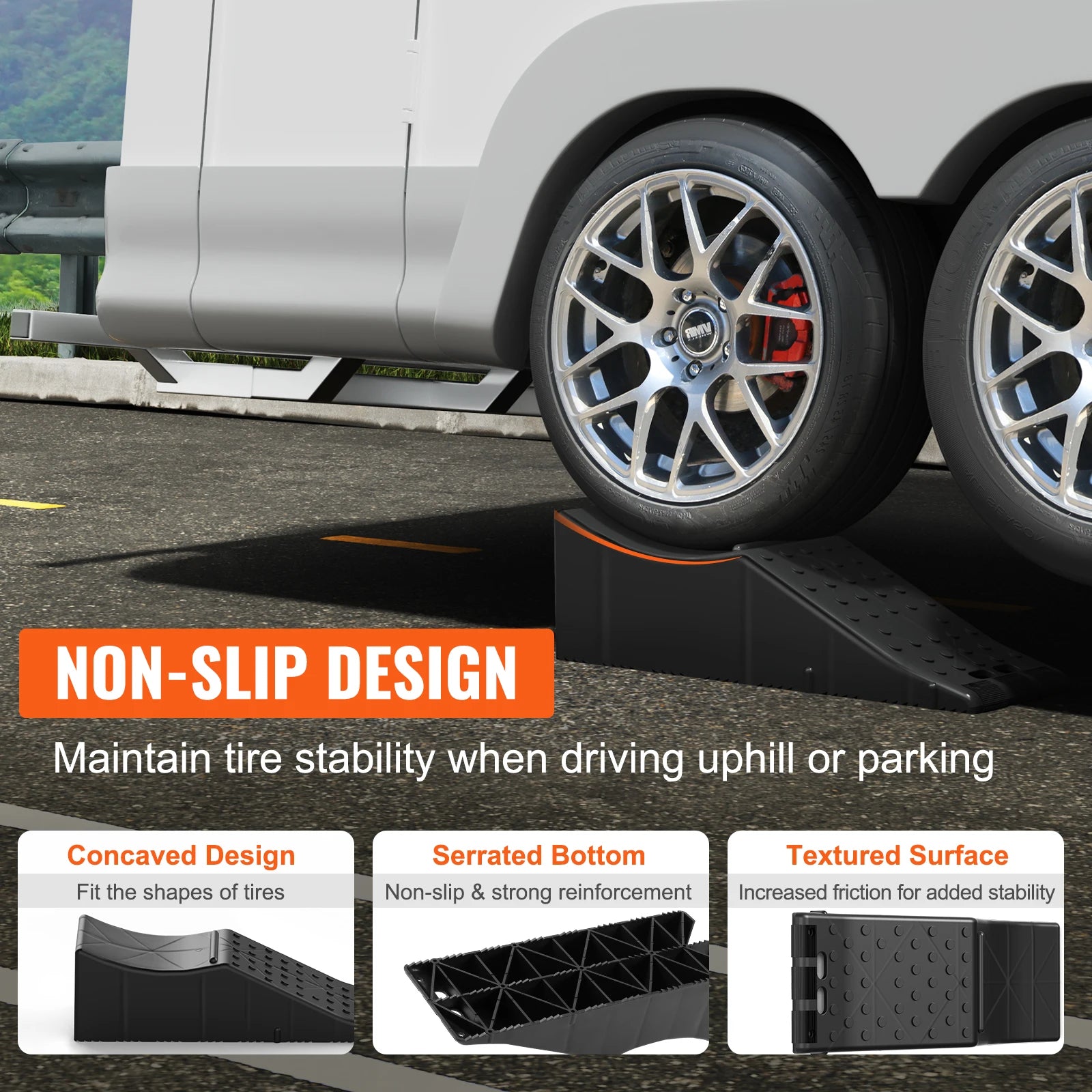 Car Ramp Low Profile Car Service Ramp 20000 lbs/10 Ton Loading Capacity 5.5" Lift Height Car Ramp Heavy Duty Tire Ramp