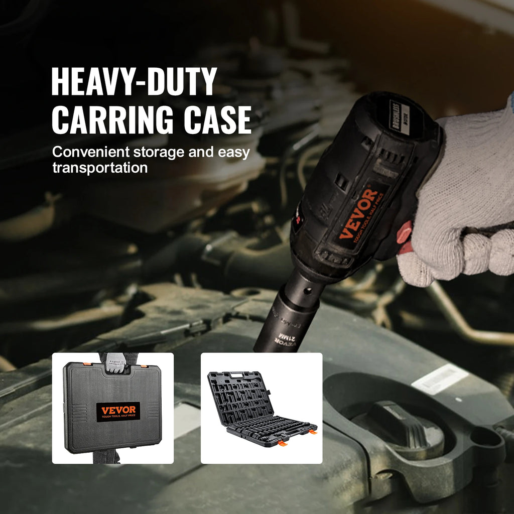 1/2" Drive Impact Socket Set  6 Point Cr-V Alloy Steel for Auto Repair Easy-to-Read Size Markings Rugged Construction