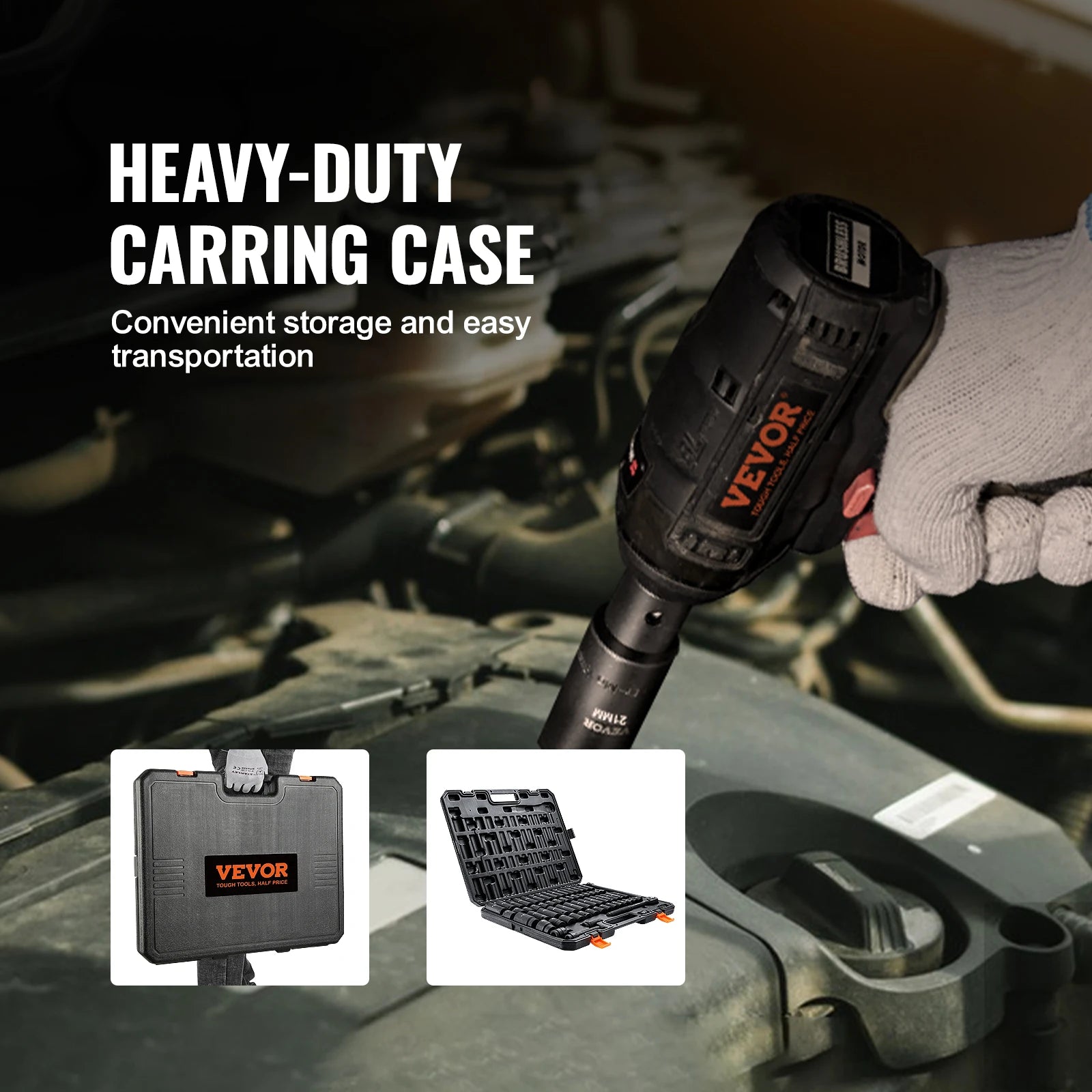 1/2" Drive Impact Socket Set  6 Point Cr-V Alloy Steel for Auto Repair Easy-to-Read Size Markings Rugged Construction
