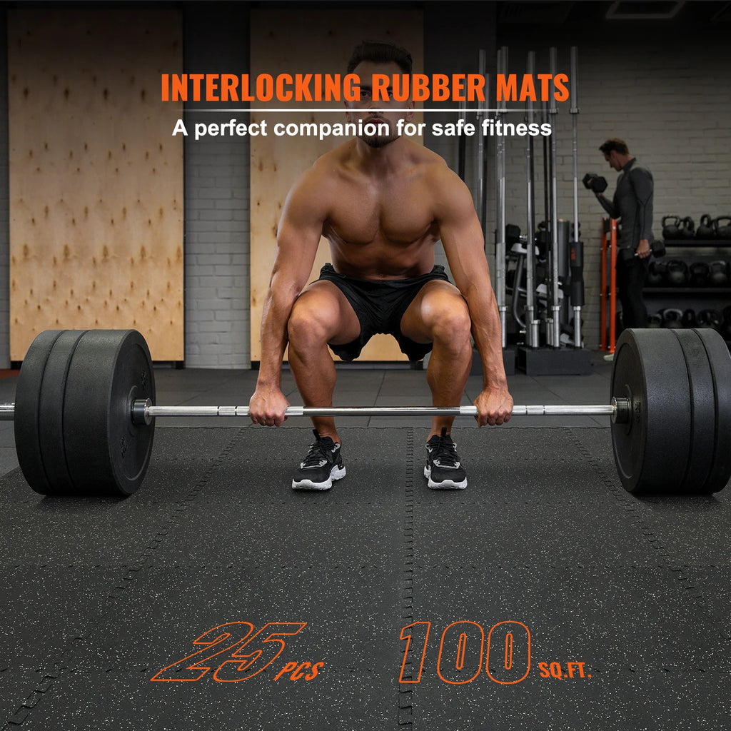 25/12/6 PCS 1/2 in Thick Gym Floor Mats EVA Foam & Rubber Top Interlocking Workout Floor Mats Waterproof Exercise Mats