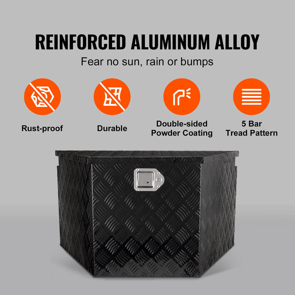 Trailer Tongue Box, Aluminum Alloy Diamond Plate Tongue Box Tool Chest, Heavy Duty Trailer Box Storage for Pickup Truck