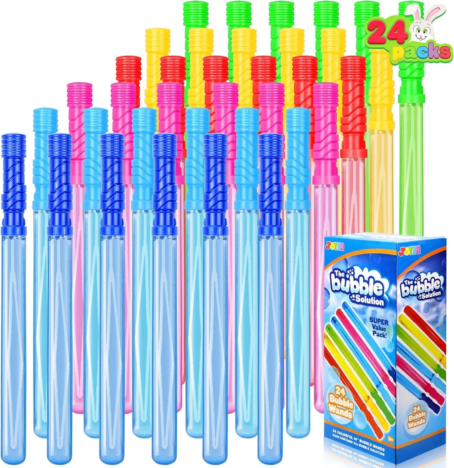 24 Pack 14.6'' Big Bubble Wands Bulk (2 Dozen) for Summer Toy Outdoor Activity Use Easter Bubbles Party Favors Supplies