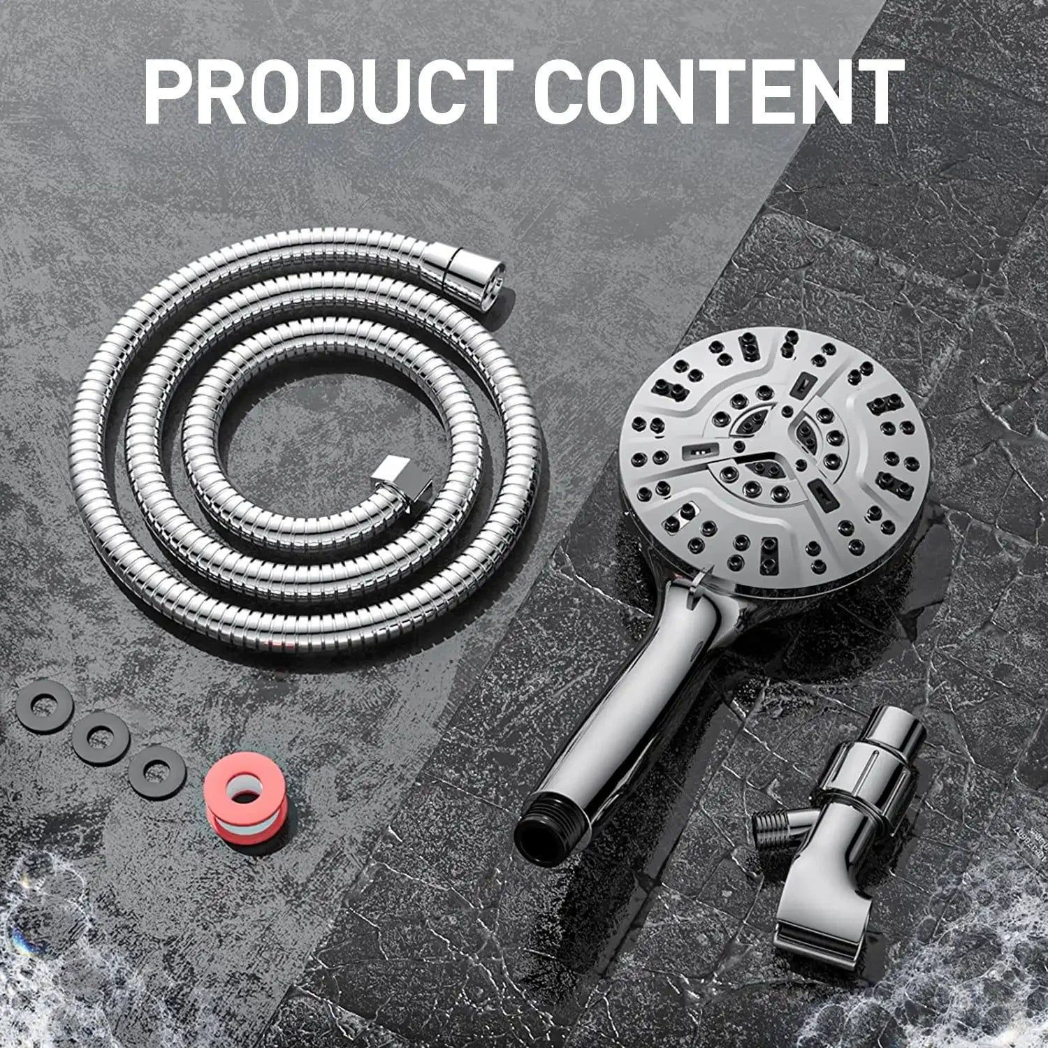 Shower Head with Handheld, High Pressure 10 Modes with 59" Stainless Steel Hose Adjustable Holder
