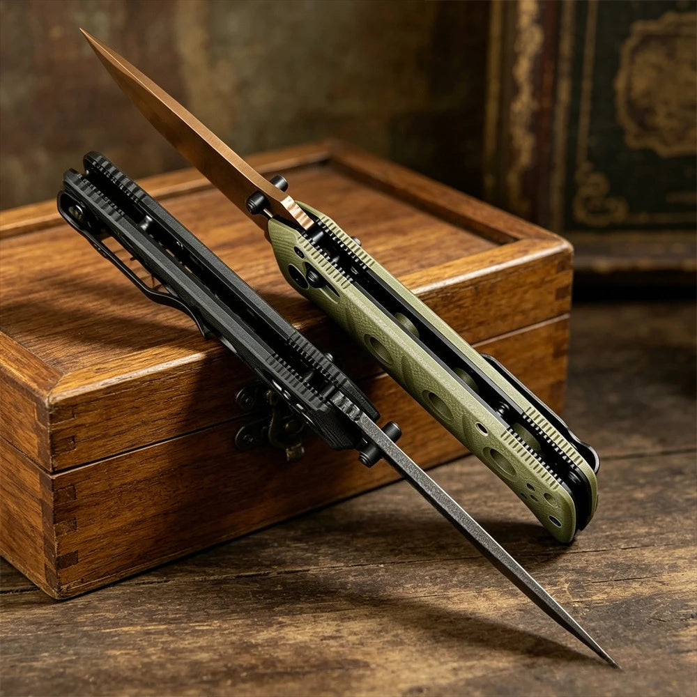 Small Folding Pocket Knife D2 Steel Blade G10 Handle for Outdoor Camping Hunting Survival Tool Everyday Carry Gift for Men