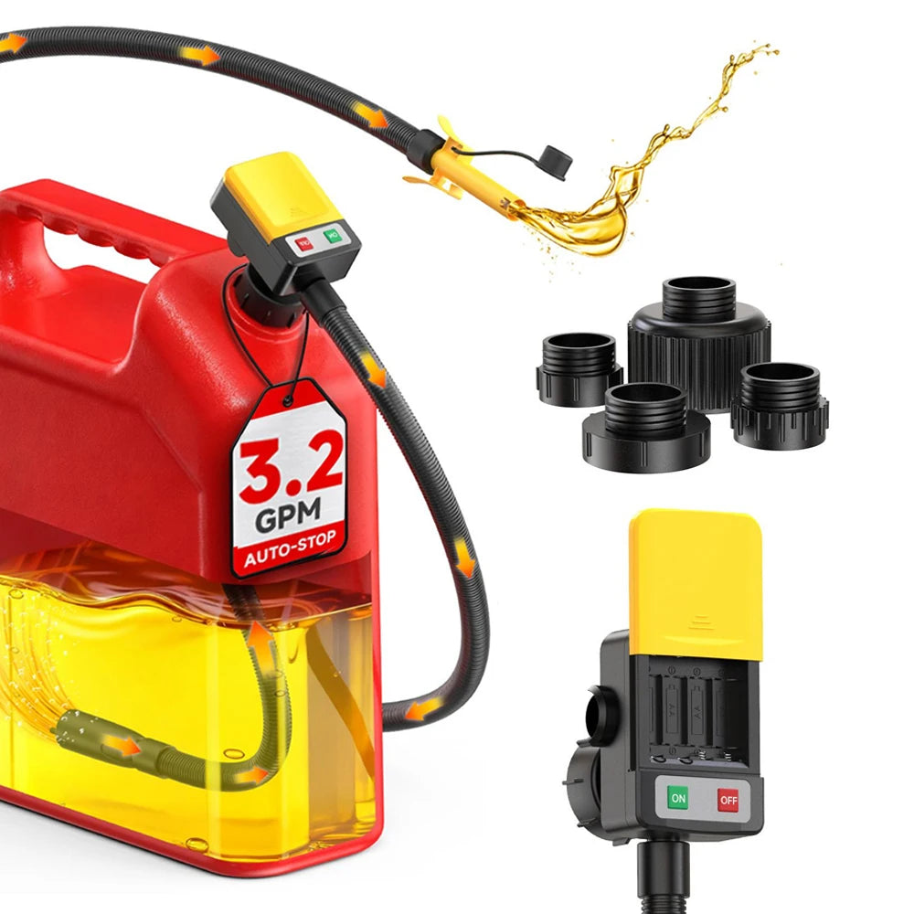 Electric Suction Fuel Pump Auto-stop Sensor Leak Protection 51"Hose Gasoline Diesel Electric Fuel Transfer Oil Pump